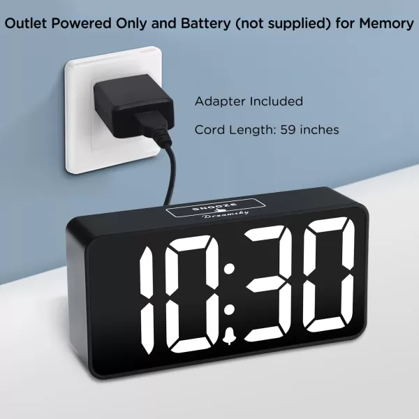 DreamSky Super Loud Alarm Clock for Heavy Sleepers  RGB Small Digital Clock for Kids Bedroom Bedside Nightstand Electric Desk Clock with Large Numbers Dimmer Adjustable Volume USB Port SnoozeWhite