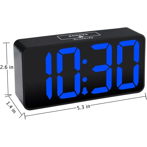 DreamSky Super Loud Alarm Clock for Heavy Sleepers  RGB Small Digital Clock for Kids Bedroom Bedside Nightstand Electric Desk Clock with Large Numbers Dimmer Adjustable Volume USB Port SnoozeBlue