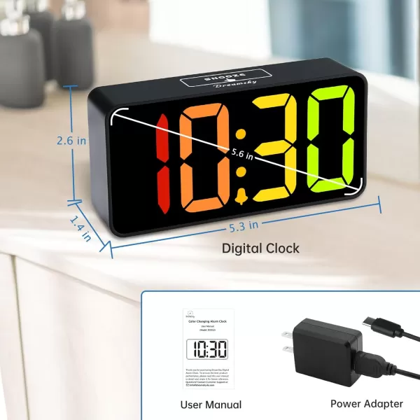 DreamSky Super Loud Alarm Clock for Heavy Sleepers  RGB Small Digital Clock for Kids Bedroom Bedside Nightstand Electric Desk Clock with Large Numbers Dimmer Adjustable Volume USB Port SnoozeRgbblack