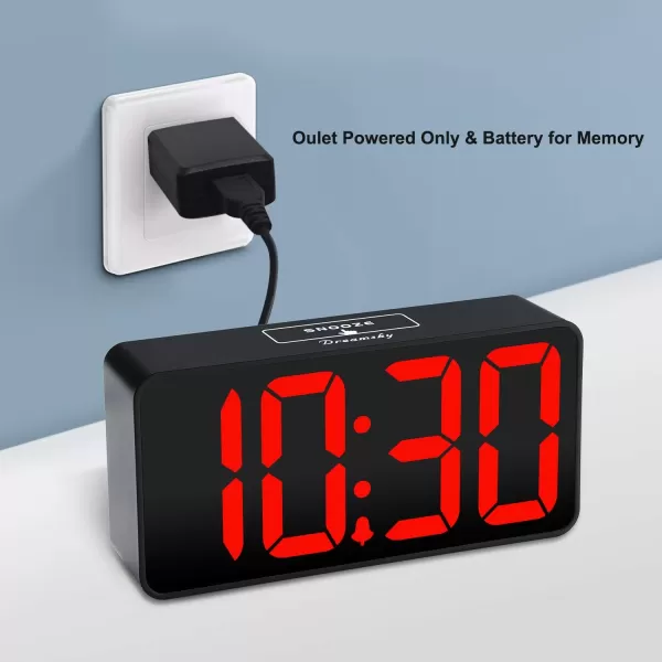 DreamSky Super Loud Alarm Clock for Heavy Sleepers  RGB Small Digital Clock for Kids Bedroom Bedside Nightstand Electric Desk Clock with Large Numbers Dimmer Adjustable Volume USB Port SnoozeRed