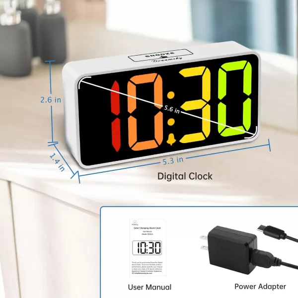 DreamSky Super Loud Alarm Clock for Heavy Sleepers  RGB Small Digital Clock for Kids Bedroom Bedside Nightstand Electric Desk Clock with Large Numbers Dimmer Adjustable Volume USB Port SnoozeRgbwhite