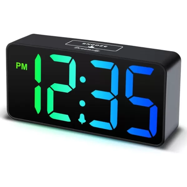 DreamSky Super Loud Alarm Clock for Heavy Sleepers  RGB Small Digital Clock for Kids Bedroom Bedside Nightstand Electric Desk Clock with Large Numbers Dimmer Adjustable Volume USB Port SnoozeRgbblack