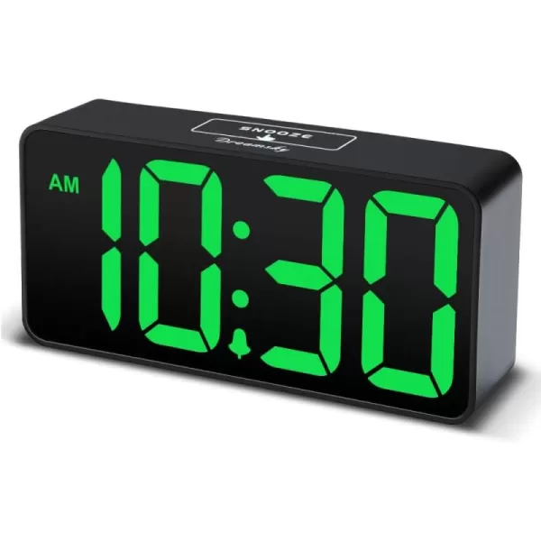 DreamSky Super Loud Alarm Clock for Heavy Sleepers  RGB Small Digital Clock for Kids Bedroom Bedside Nightstand Electric Desk Clock with Large Numbers Dimmer Adjustable Volume USB Port SnoozeGreen