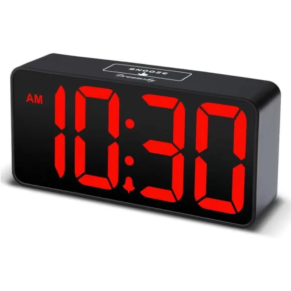 DreamSky Super Loud Alarm Clock for Heavy Sleepers  RGB Small Digital Clock for Kids Bedroom Bedside Nightstand Electric Desk Clock with Large Numbers Dimmer Adjustable Volume USB Port SnoozeRed