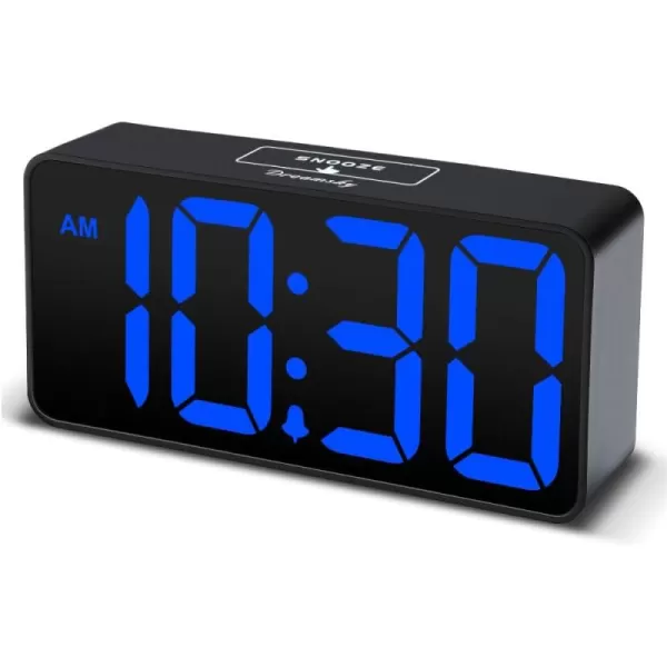 DreamSky Super Loud Alarm Clock for Heavy Sleepers  RGB Small Digital Clock for Kids Bedroom Bedside Nightstand Electric Desk Clock with Large Numbers Dimmer Adjustable Volume USB Port SnoozeBlue