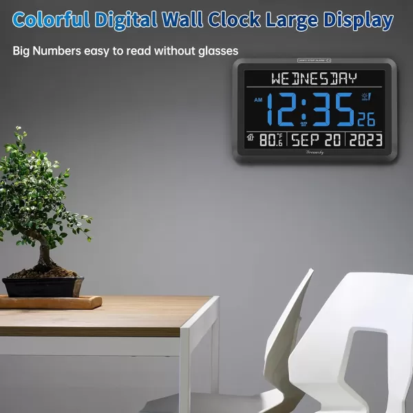 DreamSky Digital Clock with Date and Day of Week  Large Calendar Clock for Seniors Elderly Loud Alarm Clock for Bedroom Desk Backlight Dimmer Adjustable Volume USB Port Auto DST Battery Backup