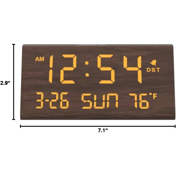 imageDreamSky Wooden Digital Alarm Clock for Bedroom  77quot Electric Clocks with USB Port Large Numbers Temperature 0100 Brightness Dimmer Adjustable Alarm Volume Snooze 1224HBrown  Date  Day