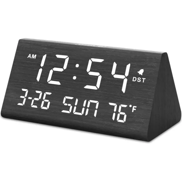 imageDreamSky Wooden Digital Alarm Clock for Bedroom  77quot Electric Clocks with USB Port Large Numbers Temperature 0100 Brightness Dimmer Adjustable Alarm Volume Snooze 1224HBlack  Date  Day