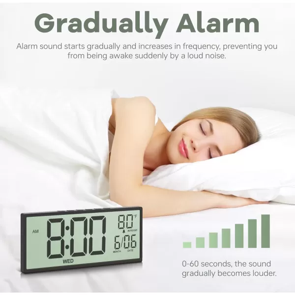 imageJALL 145quot Large Digital Wall Clock Battery Operated with Big Digits LCD Screen Display Day Date Alarm Auto DST Temperature for Living Room Bedroom Desk Decor Mounted Gift for Elderly