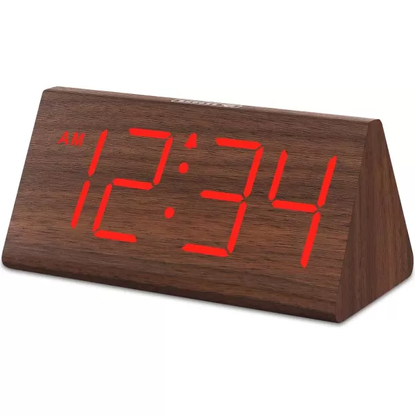 imageDreamSky Wooden Digital Alarm Clock for Bedroom  RGB Electric Desk Clock with Large Numbers USB Port Loud Alarm for Heavy Sleepers Dimmer and Volume Control Snooze 1224H Wood DcorBrownred