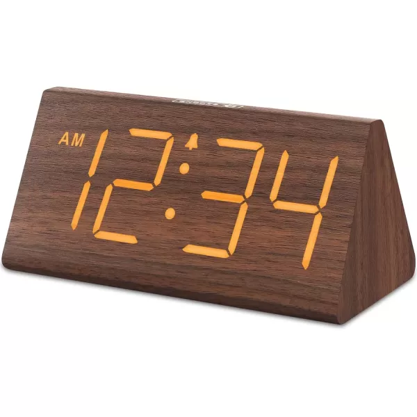 imageDreamSky Wooden Digital Alarm Clock for Bedroom  RGB Electric Desk Clock with Large Numbers USB Port Loud Alarm for Heavy Sleepers Dimmer and Volume Control Snooze 1224H Wood DcorBrown