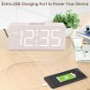 imageDreamSky Wooden Digital Alarm Clock for Bedroom  Wood Desk Clocks for Living Room with Large Numbers Dimmer USB Port Loud Alarm for Heavy Sleepers with Volume Control DSTWhite