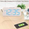 imageDreamSky Wooden Digital Alarm Clock for Bedroom  Wood Desk Clocks for Living Room with Large Numbers Dimmer USB Port Loud Alarm for Heavy Sleepers with Volume Control DSTBlue