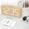 imageDreamSky Wooden Digital Alarm Clock for Bedroom  Wood Desk Clocks for Living Room with Large Numbers Dimmer USB Port Loud Alarm for Heavy Sleepers with Volume Control DSTBamboo