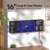 imageJALL 162quot Large Digital Wall Clock with Bluetooth Sync Alarm Big LED 8 RGB Color Auto DST Temperature for Living Room Bedroom Desk Mount Xmas Birthday Gift for Aged Elderly Mother FatherBlue  White