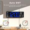 imageJALL 162quot Large Digital Wall Clock with Bluetooth Sync Alarm Big LED 8 RGB Color Auto DST Temperature for Living Room Bedroom Desk Mount Xmas Birthday Gift for Aged Elderly Mother FatherBlue  White