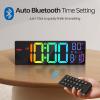 imageJALL 162quot Large Digital Wall Clock with Bluetooth Sync Alarm Big LED 8 RGB Color Auto DST Temperature for Living Room Bedroom Desk Mount Xmas Birthday Gift for Aged Elderly Mother FatherBlack  Bluetooth