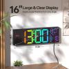 imageJALL 162quot Large Digital Wall Clock with Bluetooth Sync Alarm Big LED 8 RGB Color Auto DST Temperature for Living Room Bedroom Desk Mount Xmas Birthday Gift for Aged Elderly Mother FatherBlack  Bluetooth