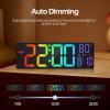 imageJALL 162quot Large Digital Wall Clock with Bluetooth Sync Alarm Big LED 8 RGB Color Auto DST Temperature for Living Room Bedroom Desk Mount Xmas Birthday Gift for Aged Elderly Mother FatherBlack  Bluetooth