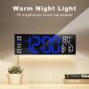 imageJALL 162quot Large Digital Wall Clock with Bluetooth Sync Alarm Big LED 8 RGB Color Auto DST Temperature for Living Room Bedroom Desk Mount Xmas Birthday Gift for Aged Elderly Mother FatherBlue  White