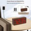 imageDreamSky Wooden Digital Alarm Clock for Bedroom  Desk Clocks with Large Numbers for Living Room Office Dimmer USB Port Loud Alarm for Heavy Sleepers with Volume Control DST Wood Decor ampamp GiftsRed