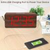 imageDreamSky Wooden Digital Alarm Clock for Bedroom  Desk Clocks with Large Numbers for Living Room Office Dimmer USB Port Loud Alarm for Heavy Sleepers with Volume Control DST Wood Decor ampamp GiftsRed