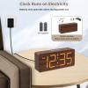imageDreamSky Wooden Digital Alarm Clock for Bedroom  Desk Clocks with Large Numbers for Living Room Office Dimmer USB Port Loud Alarm for Heavy Sleepers with Volume Control DST Wood Decor ampamp GiftsBrown