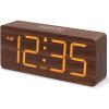 imageDreamSky Wooden Digital Alarm Clock for Bedroom  Desk Clocks with Large Numbers for Living Room Office Dimmer USB Port Loud Alarm for Heavy Sleepers with Volume Control DST Wood Decor ampamp GiftsBrown