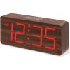 imageDreamSky Wooden Digital Alarm Clock for Bedroom  Desk Clocks with Large Numbers for Living Room Office Dimmer USB Port Loud Alarm for Heavy Sleepers with Volume Control DST Wood Decor ampamp GiftsRed