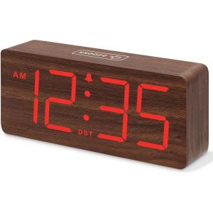imageDreamSky Wooden Digital Alarm Clock for Bedroom  Desk Clocks with Large Numbers for Living Room Office Dimmer USB Port Loud Alarm for Heavy Sleepers with Volume Control DST Wood Decor ampamp GiftsRed