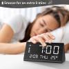 imageJALL Digital Alarm Clock with Wooden Electronic LED Time Display 3 Alarm Settings WeekdayWeekend Mode Temperature Detect Wood Made Electric Clocks for Office Bedroom BedsideBlack