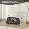 imageJALL Digital Alarm Clock with Wooden Electronic LED Time Display 3 Alarm Settings WeekdayWeekend Mode Temperature Detect Wood Made Electric Clocks for Office Bedroom BedsideBlack