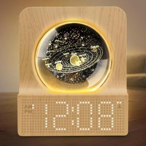 imageDreamSky Small RGB Night Light Alarm Clock for Bedroom Modern Dcor Color Changing Crystal Ball Digital Clock with Loud Alarm for Heavy Sleepers Kids 5 Brightness Dimmer ampamp Volume Boys Girls GiftsBamboo