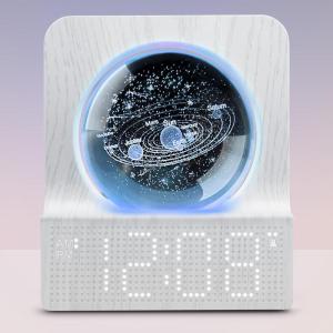 imageDreamSky Small RGB Night Light Alarm Clock for Bedroom Modern Dcor Color Changing Crystal Ball Digital Clock with Loud Alarm for Heavy Sleepers Kids 5 Brightness Dimmer ampamp Volume Boys Girls GiftsWhite