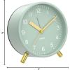 imageAnalog Alarm Clock 4 inch Super Silent Non Ticking Small Clock with Night Light Battery Operated Simple Design Old Fashioned Style Ideal Decor for Bedroom Bedside Desk Adult Kid Gift GreenGreen  Gold