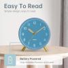 imageAnalog Alarm Clock 4 inch Super Silent Non Ticking Small Clock with Night Light Battery Operated Simple Design Old Fashioned Style Ideal Decor for Bedroom Bedside Desk Adult Kid Gift GreenSkublue  Gold