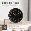 imageAnalog Alarm Clock 4 inch Super Silent Non Ticking Small Clock with Night Light Battery Operated Simple Design Old Fashioned Style Ideal Decor for Bedroom Bedside Desk Adult Kid Gift GreenBlack  Gold