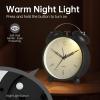 imageAnalog Alarm Clock 4 inch Super Silent Non Ticking Small Clock with Night Light Battery Operated Simple Design Old Fashioned Style Ideal Decor for Bedroom Bedside Desk Adult Kid Gift GreenBlack Bell