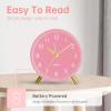 imageAnalog Alarm Clock 4 inch Super Silent Non Ticking Small Clock with Night Light Battery Operated Simple Design Old Fashioned Style Ideal Decor for Bedroom Bedside Desk Adult Kid Gift GreenPink  Gold