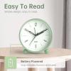 imageAnalog Alarm Clock 4 inch Super Silent Non Ticking Small Clock with Night Light Battery Operated Simple Design Old Fashioned Style Ideal Decor for Bedroom Bedside Desk Adult Kid Gift GreenGreen