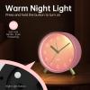 imageAnalog Alarm Clock 4 inch Super Silent Non Ticking Small Clock with Night Light Battery Operated Simple Design Old Fashioned Style Ideal Decor for Bedroom Bedside Desk Adult Kid Gift GreenPink  Gold
