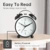 imageAnalog Alarm Clock 4 inch Super Silent Non Ticking Small Clock with Night Light Battery Operated Simple Design Old Fashioned Style Ideal Decor for Bedroom Bedside Desk Adult Kid Gift GreenBlack Bell