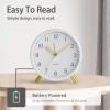 imageAnalog Alarm Clock 4 inch Super Silent Non Ticking Small Clock with Night Light Battery Operated Simple Design Old Fashioned Style Ideal Decor for Bedroom Bedside Desk Adult Kid Gift GreenWhite  Gold