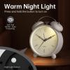 imageAnalog Alarm Clock 4 inch Super Silent Non Ticking Small Clock with Night Light Battery Operated Simple Design Old Fashioned Style Ideal Decor for Bedroom Bedside Desk Adult Kid Gift GreenWhite Bell
