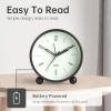 imageAnalog Alarm Clock 4 inch Super Silent Non Ticking Small Clock with Night Light Battery Operated Simple Design Old Fashioned Style Ideal Decor for Bedroom Bedside Desk Adult Kid Gift GreenBlack