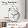 imageAnalog Alarm Clock 4 inch Super Silent Non Ticking Small Clock with Night Light Battery Operated Simple Design Old Fashioned Style Ideal Decor for Bedroom Bedside Desk Adult Kid Gift GreenWhite Bell