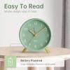 imageAnalog Alarm Clock 4 inch Super Silent Non Ticking Small Clock with Night Light Battery Operated Simple Design Old Fashioned Style Ideal Decor for Bedroom Bedside Desk Adult Kid Gift GreenGreen  Gold