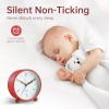 imageAnalog Alarm Clock 4 inch Super Silent Non Ticking Small Clock with Night Light Battery Operated Simple Design Old Fashioned Style Ideal Decor for Bedroom Bedside Desk Adult Kid Gift GreenRed