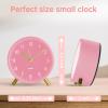 imageAnalog Alarm Clock 4 inch Super Silent Non Ticking Small Clock with Night Light Battery Operated Simple Design Old Fashioned Style Ideal Decor for Bedroom Bedside Desk Adult Kid Gift GreenPink  Gold