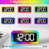 imageColorful Nightlight LED Digital Alarm Clock with Super Loud Dual alarm Weekday mode Snooze Dimmer USB Charging Port for Livingroom Bedroom Bedside Heavy Sleeper Adult Kid Teens gift BlackSilver